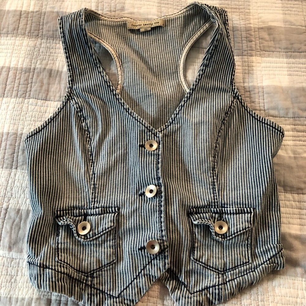 Blue & white striped vest